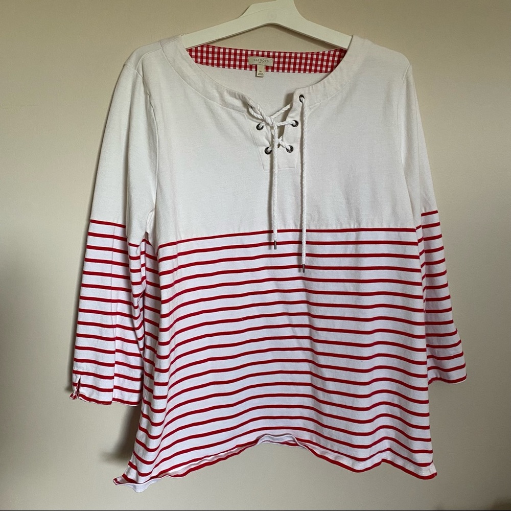 talbots women’s  red stripes nautical tops size XL.